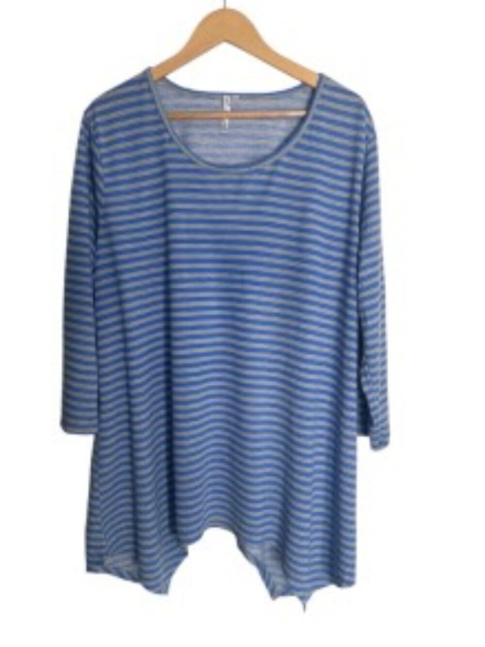 Lulu-B Blue & Grey Asymmetrical Hem Top XLarge